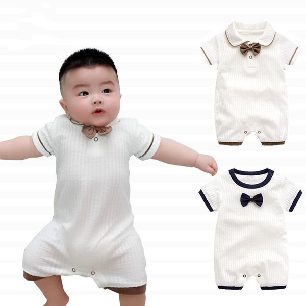 

newborn baby casual jumpsuit gentleman wedding short-sleeved bow tie climbing clothes set baby clothing cotton sailor haber, Blue
