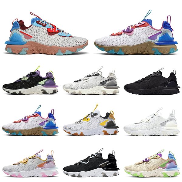 

new react vision element 87 55 mens trainers running shoes triple black white men women sports sneakers size 36-45