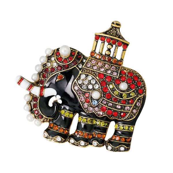 

vintage tribe elephant crystal pearl brooch pin animal wedding party jewelry, Gray