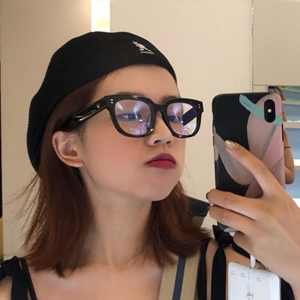 

fashion balck square glasses frame women spectacle myopia glasses men eyeglasses frame optical frames transparent blue lens, Black