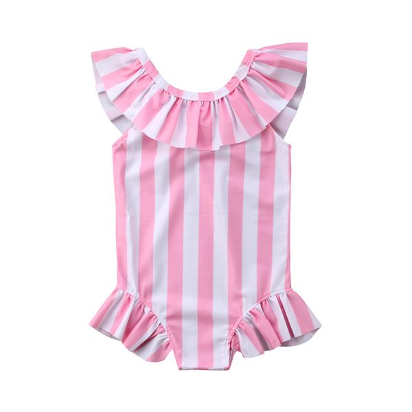 

1-6 year's children striped bikini new 2018 kids baby girls ruffles swimwear one-piece swimsuit kids girls beach bathing suit