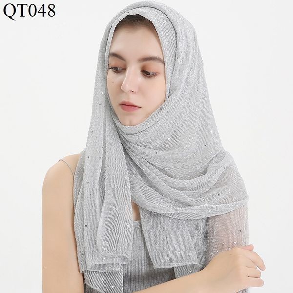 Paillette Silver Wire Baotou Sciarpa Donna Proiettore per diapositive Seta Arabo Lungo Un pezzo di stoffa Rettangolo musulmano Sciarpa Hijab