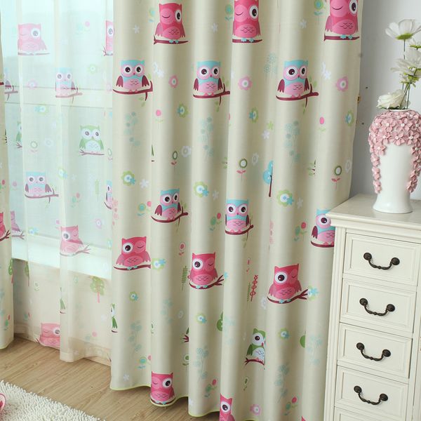 

cartoon owl shade blinds finished window blackout curtains for kids bedroom windows
