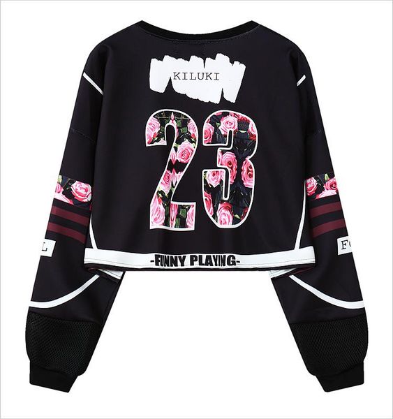 

woman 's sweatshirt harajuku letters crop punk hip -hop hoody large size sudaderas mujer fashion feminino moleton elastic, Black