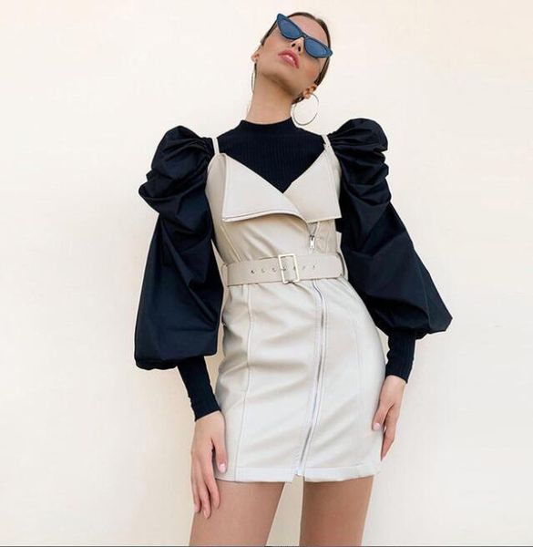 

new fashion designer t-shirts for women sweatshirts spring autumn puff sleeve lady sweaters cool 3 colors optional, White