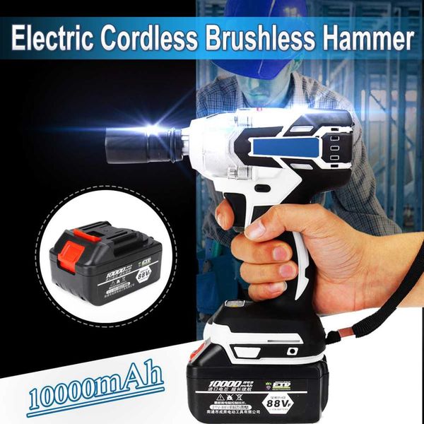 

3 in 1 220v electric impact cordless brushless hammer drill driver hand drill hammer power tool 240-520nm 10000mah