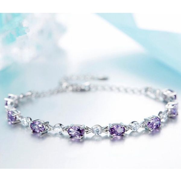 

shdede s925 pure silver bangles female amethyst bracelet classic jewelry original design that will bring good luck, Golden;silver