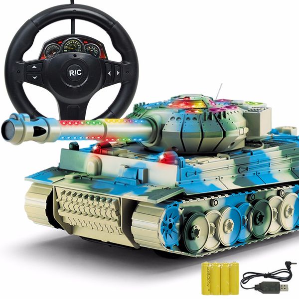 

infrared steering wheel and rechargeable remote-controlled armored vehicle music r/c truck toy military model toy for boys