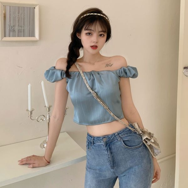 

women dresses fashion womens dress shop slim navel short t-shirt clavicle heart machine design sense this years popular fashion, White
