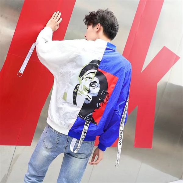 

men's fashion long sleeves splice clown pattern couple jacket sunscreen casual jacket, Black;brown