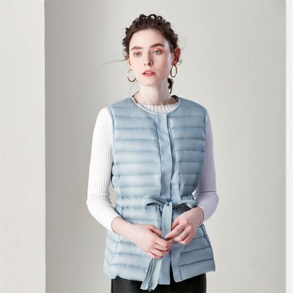 

sanishroly new autumn women sleeveless waistcoat ultra light duck down vest coat female midi-long jacket plus size 2xl s365, Black;white
