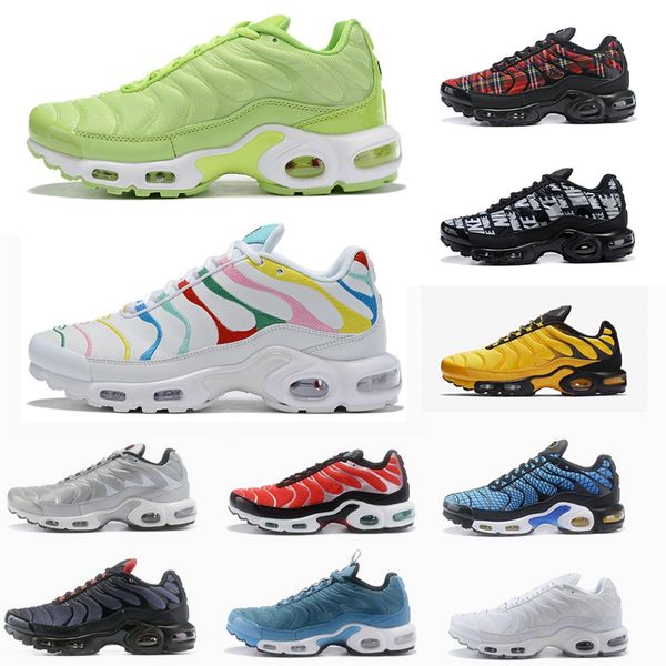 

new 2019 mens shoe sneakers tn plus breathable air cusion men desingers tns casual running shoes new arrival color us5.5-12, White;red