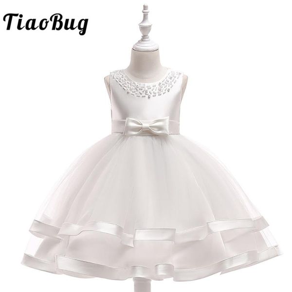 

tiaobug kids sleeveless beads bowknot flower girl dress princess pageant wedding birthday communion party dresses, Red;yellow