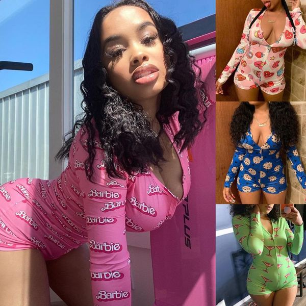 

женщины nightwear 2020 тренировка легкий костюм с шортами кнопка тощий hot печати комбинезоны v-образным вырезом с коротким onesies женщины, White