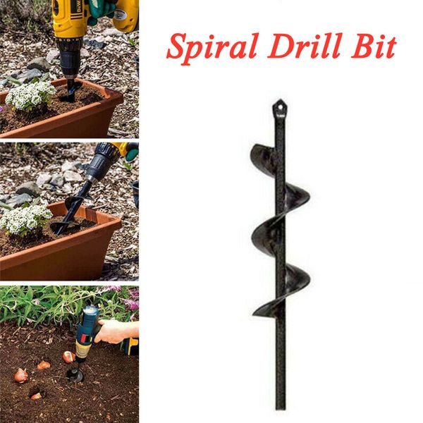 

new garden auger spiral drill bit flower planter bulb shaft drill auger yard gardening bedding planting hole digger tool #5