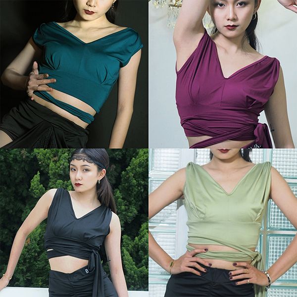 

2020 new latin dance shirt female sleeveless performance dance costume stand ballroom practice clothes dwy3876, Black;red