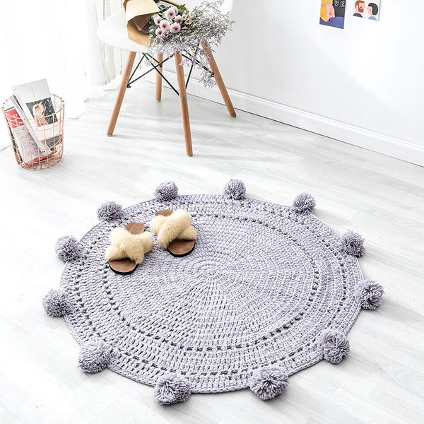 

happy home scandinavian ins style ball carpet wool woven round mattress bedside floating window mattress in bedroom blanket