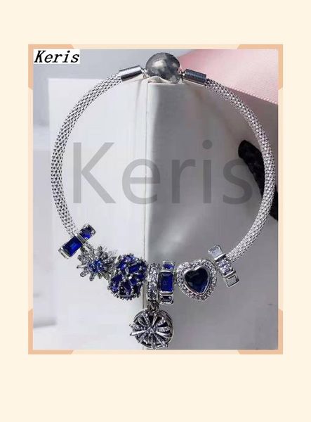 

100%925 sterling silver 2019 new star and moon snowflake isolation piece bead string bracelet deli, Golden;silver