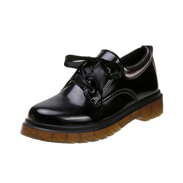 

spring japanese art handmade custom shoes comfortable flat big head doll shoes with small leather women, Black