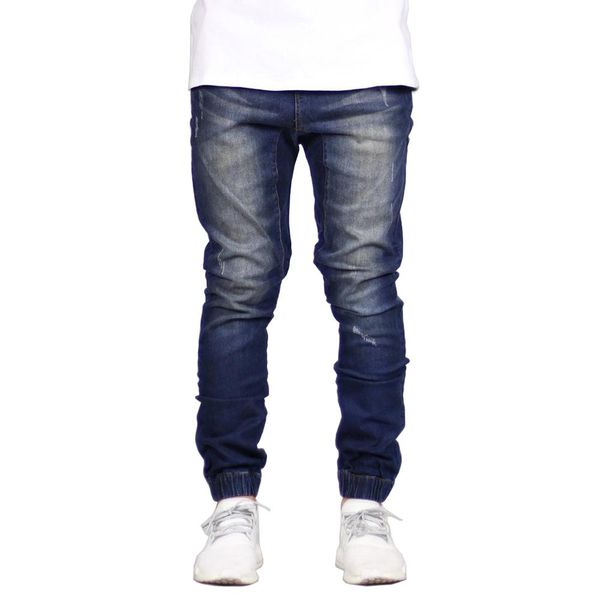 

fashion mens designer jeans distressed zipper ripped biker pants stretch men jeans denim jogger design hip hop joggers for men, Blue