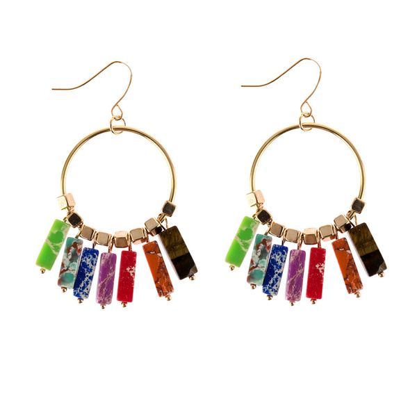 

bohemian geometric hollow large circle earrings for women girl natural stone earring fashion charm trendy jewelry, Silver