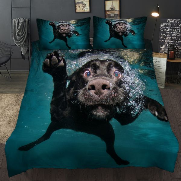 

wensd winter 2/3pcs bed sets swimming dog kids bedding set digital printing 3d dachshund bedclothes ropa de cama dropship