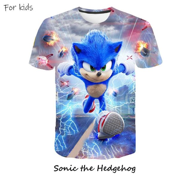 

kids clothes summer short sleeve 3d cartoon printed sonic the hedgehog t shirt for boys streetwear teenager boys children, White;black