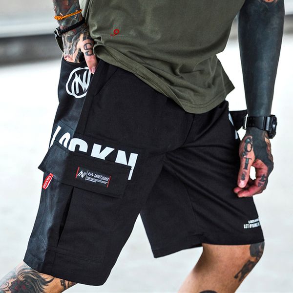 

cargo shorts men hip hop summer streetwear letter print camouflage print 2019 new fashion knee length short joggers, White;black