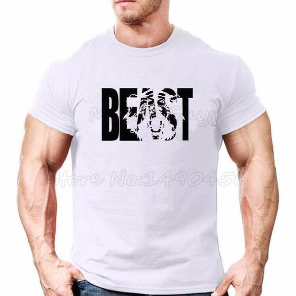 

muscleguys бренд зверь aniaml печатных бодибилдинг футболка мужская фитнес тройник золотые тренажерные залы футболки хлопок одежда, White;black