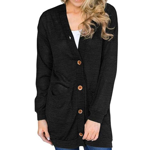 

women's solid color blouse button cardigan long sleeve jacket jacket spring-autumn women's cardigans of large sizes z0219, Tan;black