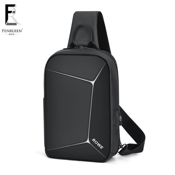 

2019 new usb charging chest pack men casual shoulder crossbody bag chest bag water repellent travel messenger male sling