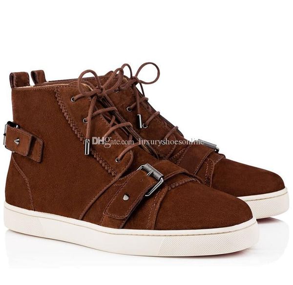 

designer fashion luxury nono red bottom shoes spikes flats shoes for men women casual party genuine leather high trainer shoes eu35-46, Black