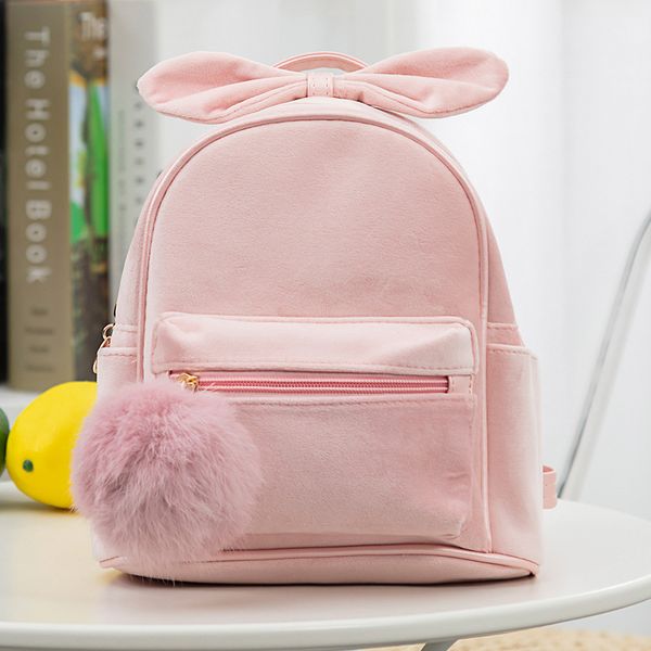 

2019 new european and american short-haired plush velvet trend backpack korean girls wild solid color campus backpack