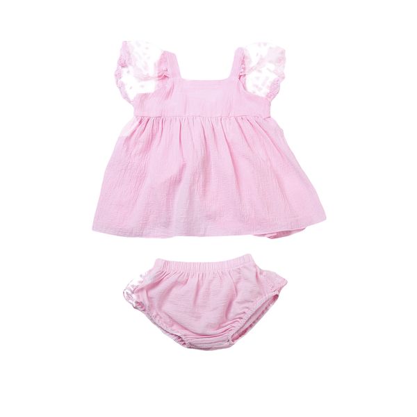 

pink newborn baby girl clothes 2019 summer lace bow dress +ruffles skirted baby bloomers shorts 2pcs outfit baby clothes, Pink;blue