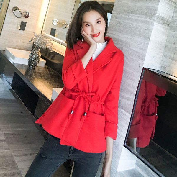 

korean winter jacket women thick woolen coat loose fashion slim short pink jacket 2019 autumn ladies solid color outwear f2010, Black