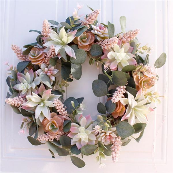 

artificial wreath door trim ornament hanging succulent fake flower garland for home garden christmas wedding decoration floral