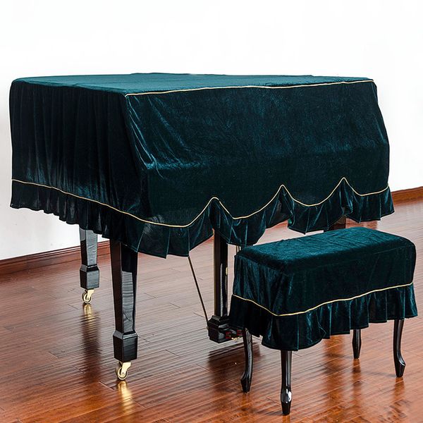 

1pc gold velvet bordered grand piano dust cover with stool cover home decoration textile cover kq001