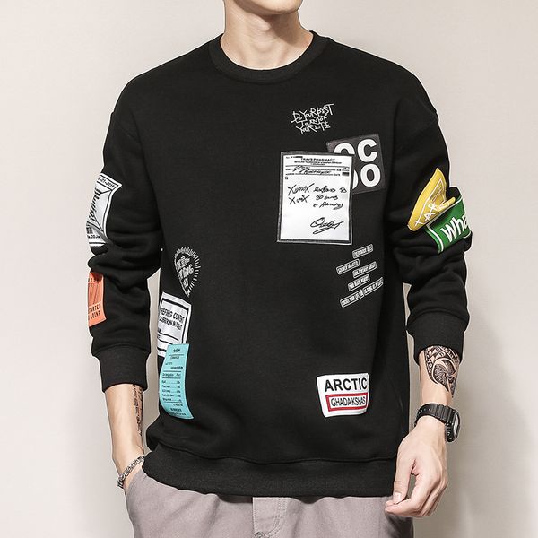 

autumn designer mens hoodies with letter print sweaters fashion casual hip-hop loose pullover sweatshirts for men clothing m-3xl wholesale, Black