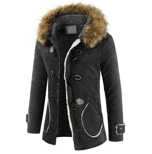 

2019 men's winter jackets male new fashion casual straight long section warm parker cotton thicken coat jackets men, Black