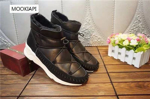 

australian women's shoes, 100% real sheepskin, natural wool, and women's snow boots with warmth, Black