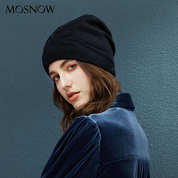 

winter beanie flower with rhinestone beanies ladies knitted cotton hat 2019 fashion warm caps girls autumn female hats for women, Blue;gray