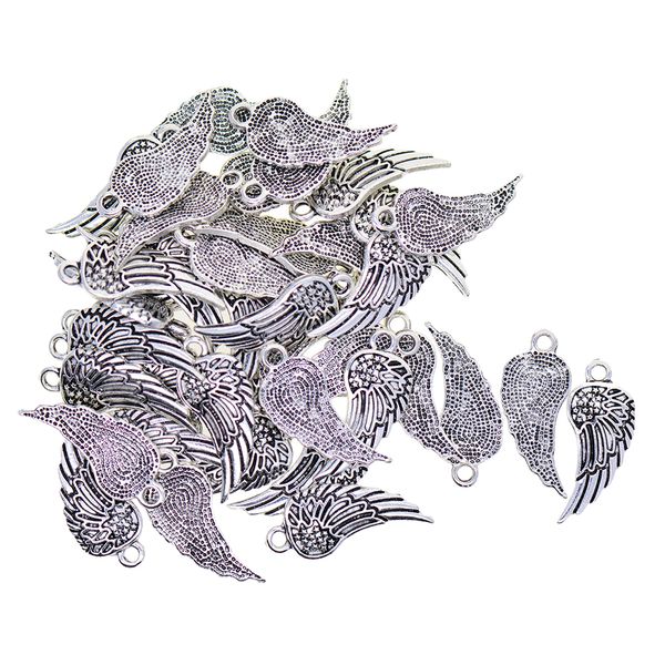 

30 piece silver angel wings alloy charms pendants jewelry making findings handmade accessories for crafting, Black