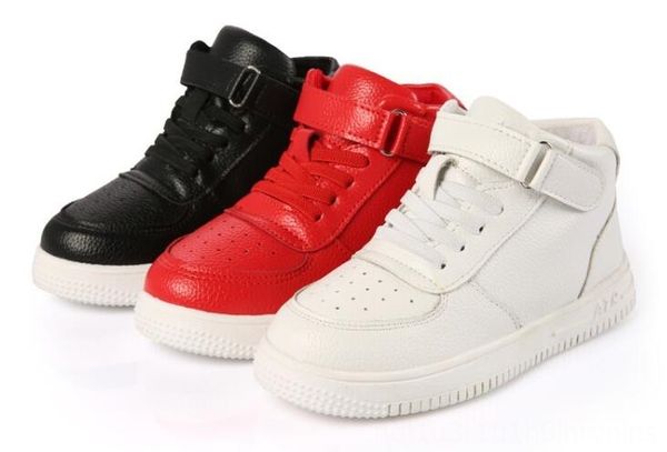 

ai liang spring casual children athletic & outdoor shoes sneakers leather high help waterproof black red kids boots boys girls shoes