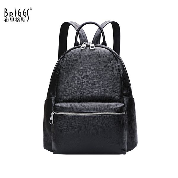 

briggs fashion black women backpack genuine leather knapsack casual travel bag preppy style girl's schoolbag bags
