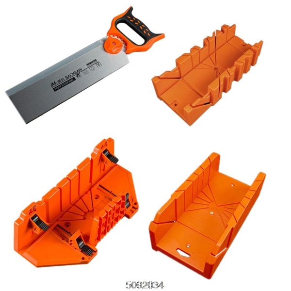 

12/14" adjustable wood miter box saw cutting grip back saw 0/22.5/45/90 degrees