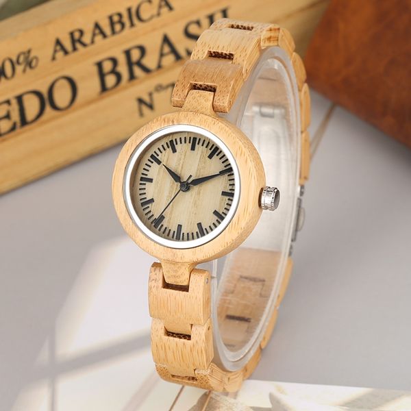 

minimalist bamboo wood watch with full wooden band quartz watches women clocks and watches analog wristwatches simple wood watch, Slivery;brown