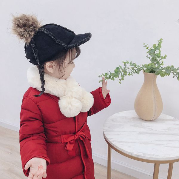 

girls medium-small children's cotton clothes winter fashionable thick long children's cotton wear new year-baby coat Â new year&#03, Blue;gray