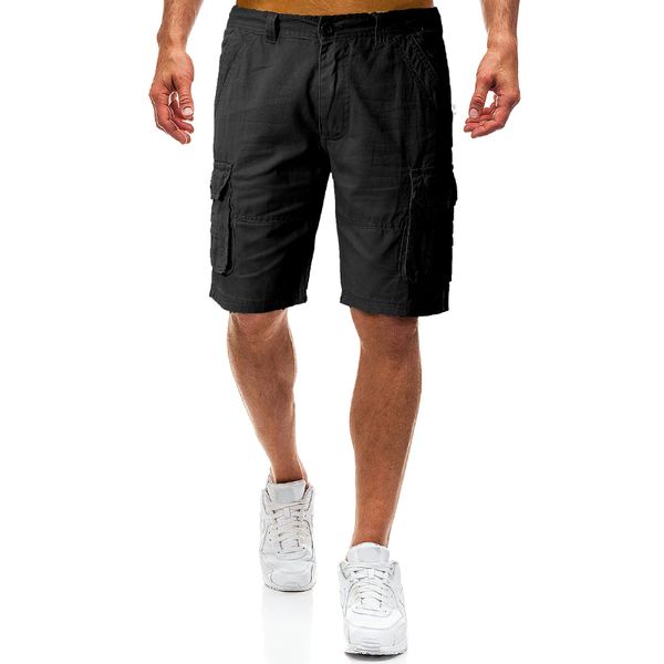 

cargo shorts men cool polyester summer cotton casual men short pants brand clothing comfortable solid cargo shorts, White;black