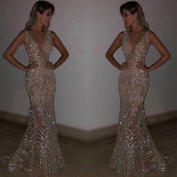 

explosion models 2018 foreign trade in europe and america new sleeveless dress deep v sequined dress dress, White;black