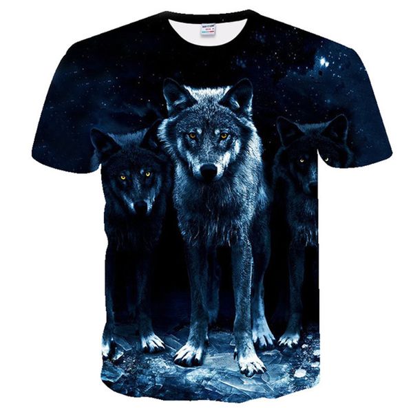 

dressing2020 3d печати животных футболка летняя мода 3d мужская футболка топы o-образным вырезом волк футболка плюс размер тройники топы сме, White;black